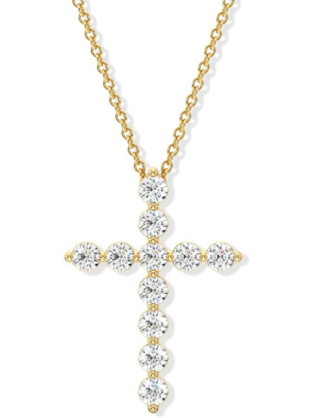 Stunning Lab Grown Diamond Cross Pendant, Sterling Silver & Gold Plated, 18